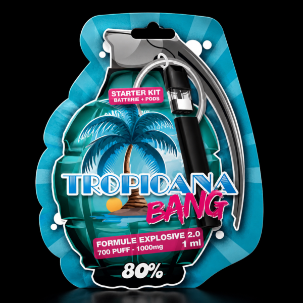 Grenade Vape Tropicana 80% 10-OH-HHC aux arômes exotiques et fruités proposée par GreenCanopy