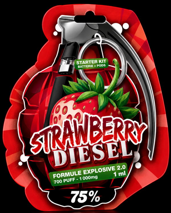 Vape Pen Strawberry Diesel 80% 10-OH-HHC au design compact avec arômes fruités et diesel proposée par GreenCanopy