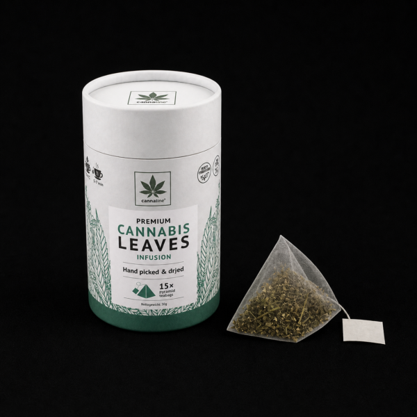 Boîte Cannaline Premium Cannabis Leaves Infusion contenant 15 sachets de feuilles de cannabis