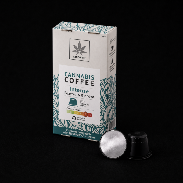 Tasse de Cannaline Café au Cannabis avec café aromatisé aux feuilles de chanvre