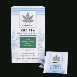 Boîte de thé CBD Cannaline MÉMOIRE & CONCENTRATION avec infusion naturelle au chanvre
