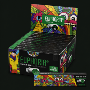 Pack de papier à rouler Kingsize Slim Euphoria Vibrant avec filtres, emballage coloré et format long