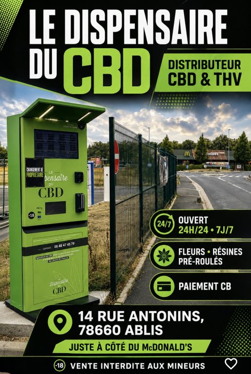 Distributeur CBD au 14 rue Antonins Ablis sur la station de lavage